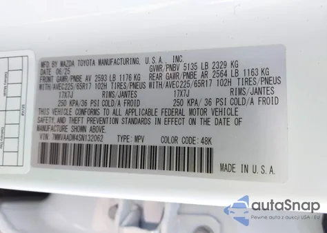 2025 Mazda Cx-50 Hybrid Premium Package z USA, uszkodzony, nr VIN 7MMVAADW4SN132062